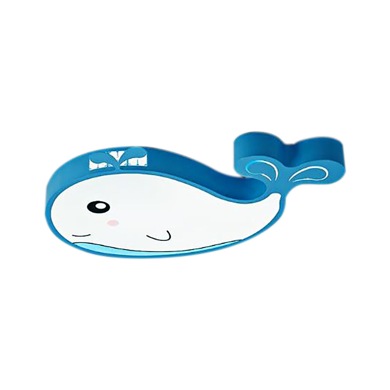 Plafonnier LED en forme de baleine pour enfants, éclairage de plafond en métal et acrylique, pour chambre à coucher, bleu/rose