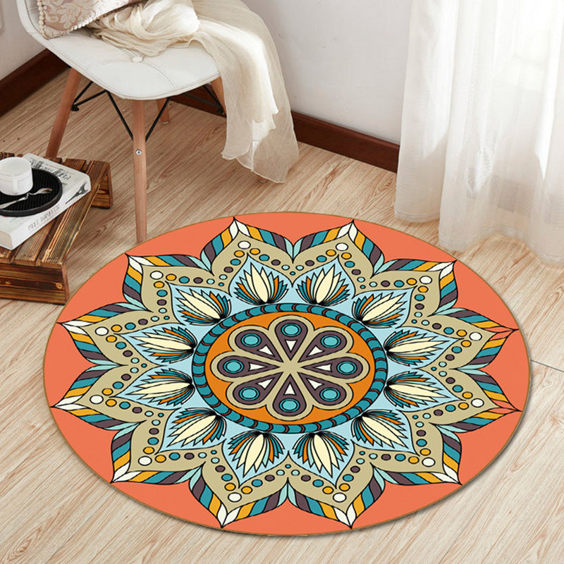 Boho Living Room Rug Multi-Color Flower Print Carpet Synthetics Stain Resistant Non-Slip Pet Friendly Area Rug