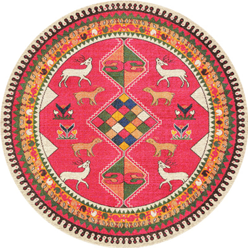 Multicolor Tribal Print Rug Polyester Bohemian Carpet Stain Resistant Machine Washable Non-Slip Rug for Bedroom