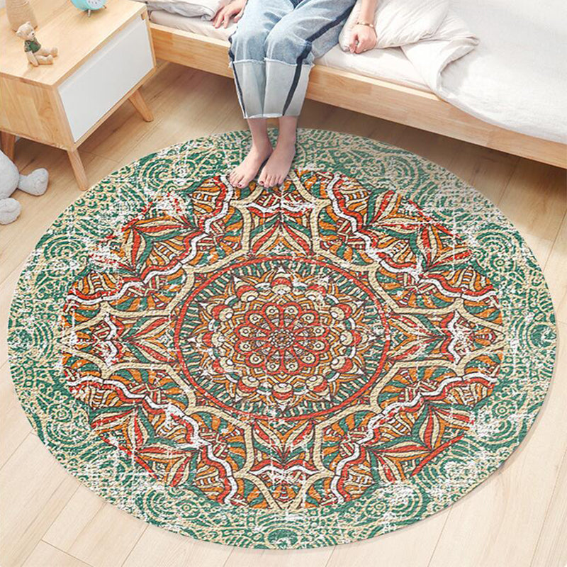 Nostalgic Traditional Rug Multi-Colored Floral Printed Carpet Anti-Slip Backing Pet Friendly Machine Washable Rug for Bedroom