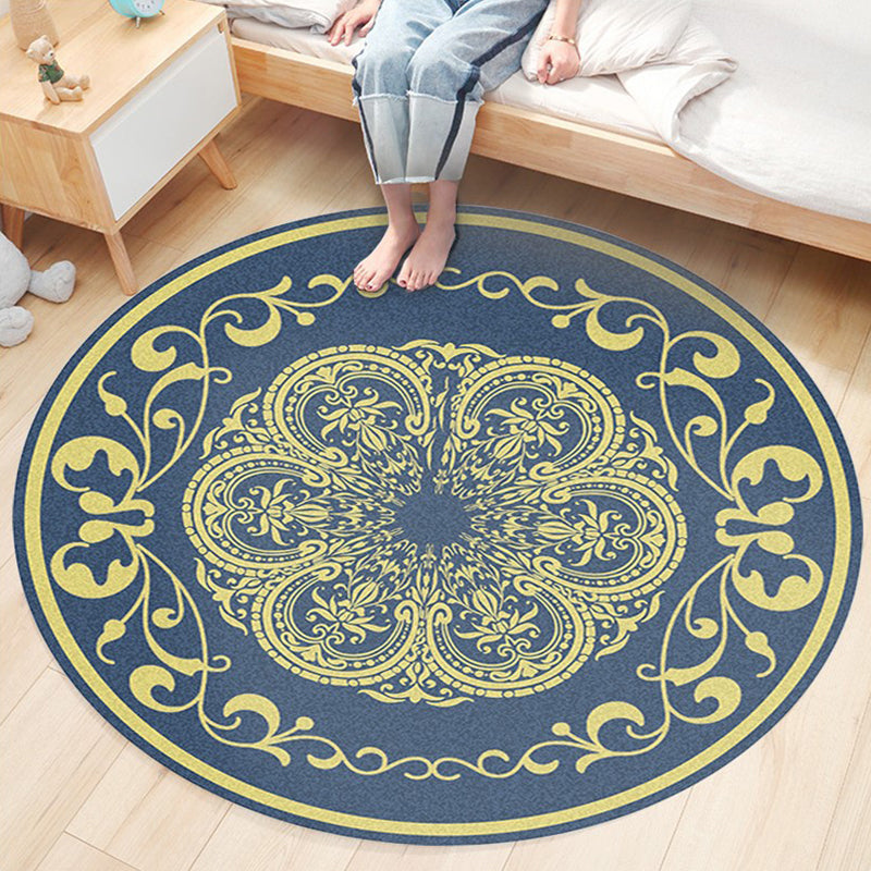 Classic Flower Patterned Rug Multicolor Bohemian Rug Polypropylene Washable Stain Resistant Non-Slip Backing Rug for Home