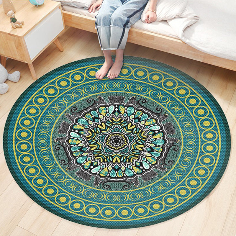 Classic Flower Patterned Rug Multicolor Bohemian Rug Polypropylene Washable Stain Resistant Non-Slip Backing Rug for Home