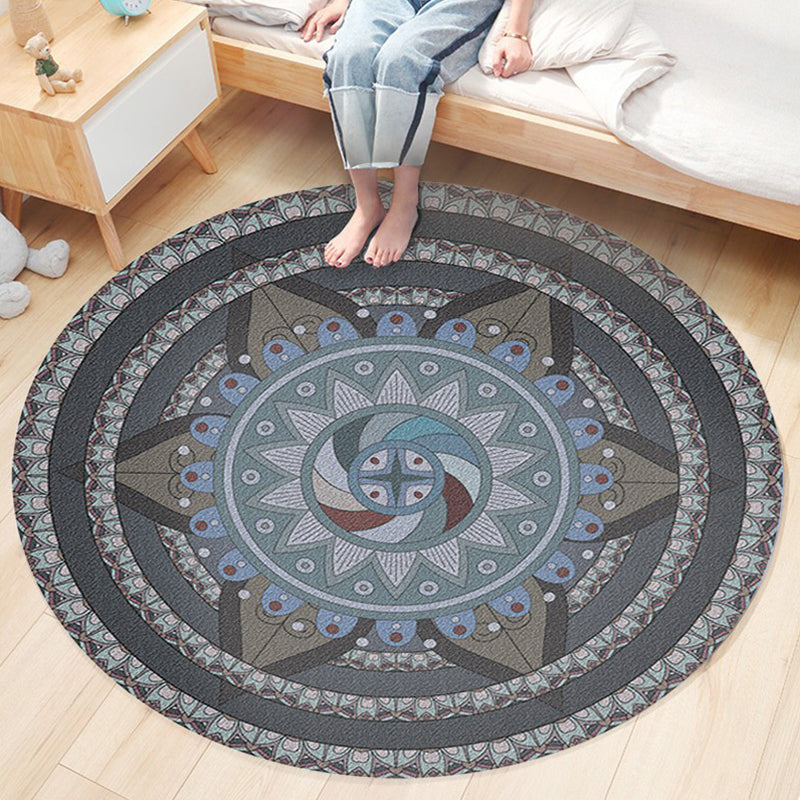 Classic Flower Patterned Rug Multicolor Bohemian Rug Polypropylene Washable Stain Resistant Non-Slip Backing Rug for Home