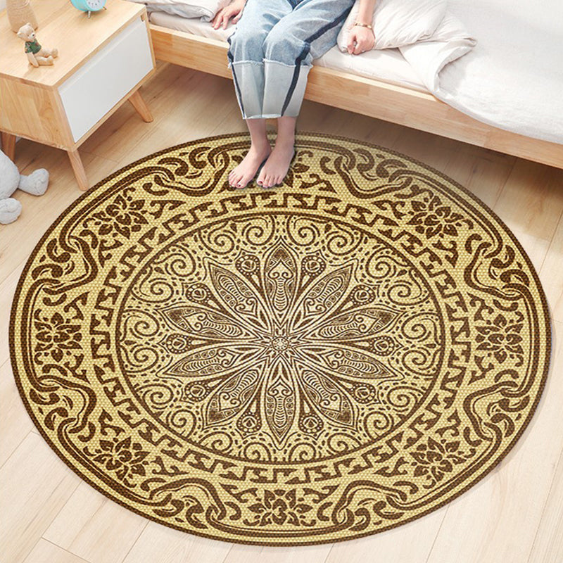 Classic Flower Patterned Rug Multicolor Bohemian Rug Polypropylene Washable Stain Resistant Non-Slip Backing Rug for Home