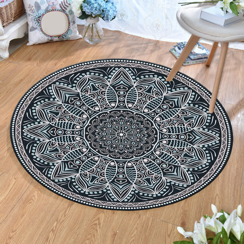 Olden Bohemian Style Rug Multi Color Tribal Pattern Carpet Non-Slip Backing Stain Resistant Washable Rug for Sitting Room