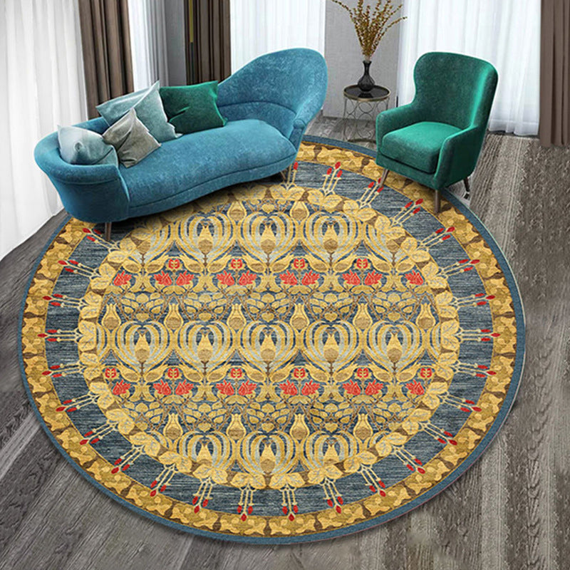 Nice Multi Colored Boho Rug Synthetics Flower Carpet Anti-Slip Backing Washable Stain Resistant Rug for Family Room