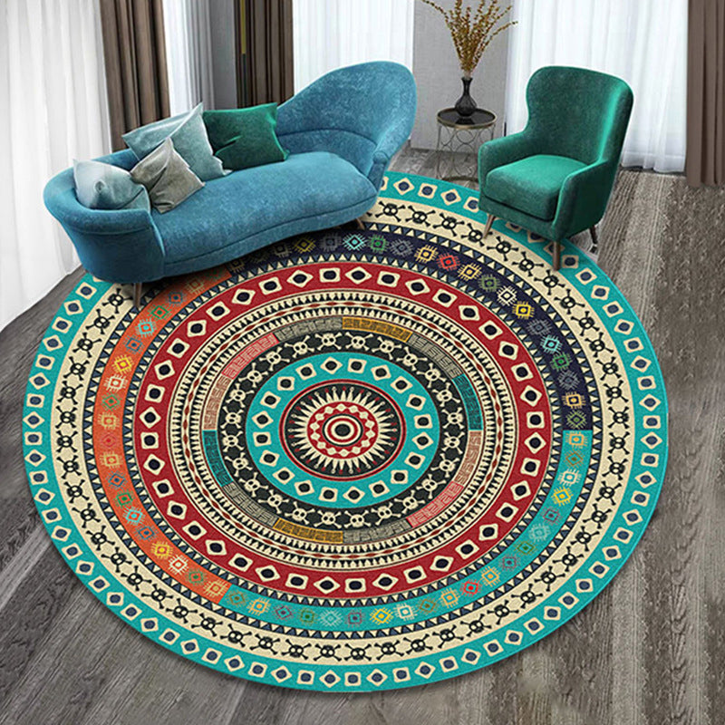 Nice Multi Colored Boho Rug Synthetics Flower Carpet Anti-Slip Backing Washable Stain Resistant Rug for Family Room