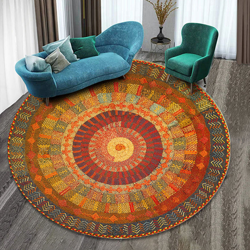 Nice Multi Colored Boho Rug Synthetics Flower Carpet Anti-Slip Backing Washable Stain Resistant Rug for Family Room