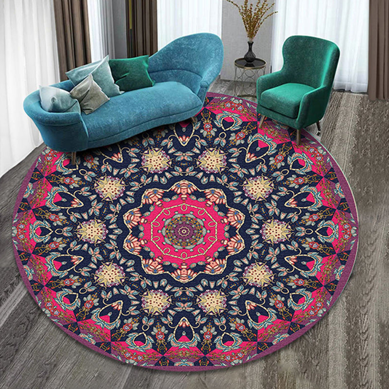 Nice Multi Colored Boho Rug Synthetics Flower Carpet Anti-Slip Backing Washable Stain Resistant Rug for Family Room