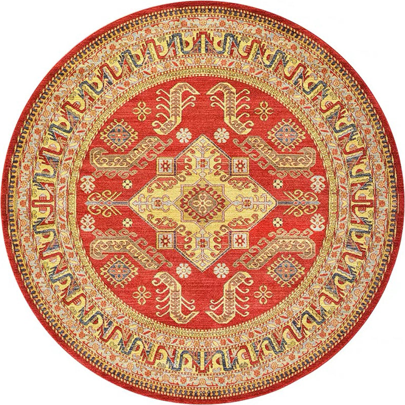 Antique Tribal Print Rug Multi Color Bohemian Indoor Rug Polyester Non-Slip Backing Washable Stain Resistant Carpet for Room