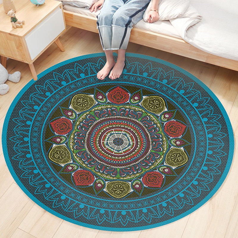 Ethnic Boho Chic Rug Multi-Colored Floral Carpet Machine Washable Non-Slip Backing Pet Friendly Rug for Bedroom