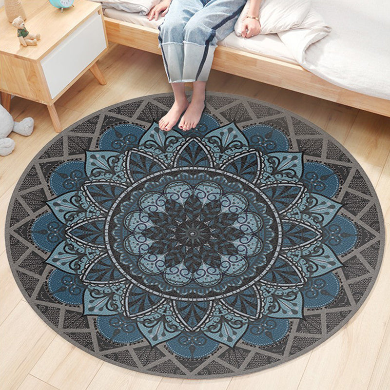 Ethnic Boho Chic Rug Multi-Colored Floral Carpet Machine Washable Non-Slip Backing Pet Friendly Rug for Bedroom