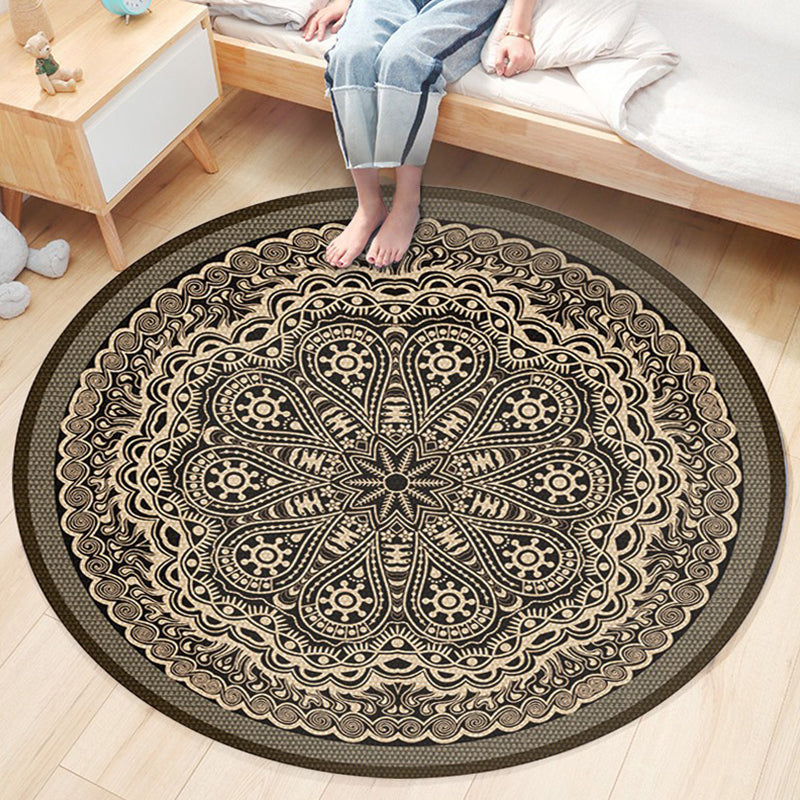 Ethnic Boho Chic Rug Multi-Colored Floral Carpet Machine Washable Non-Slip Backing Pet Friendly Rug for Bedroom