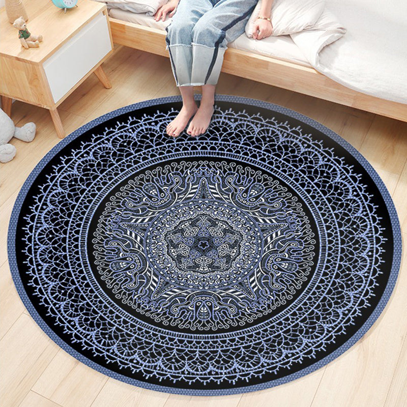 Ethnic Boho Chic Rug Multi-Colored Floral Carpet Machine Washable Non-Slip Backing Pet Friendly Rug for Bedroom