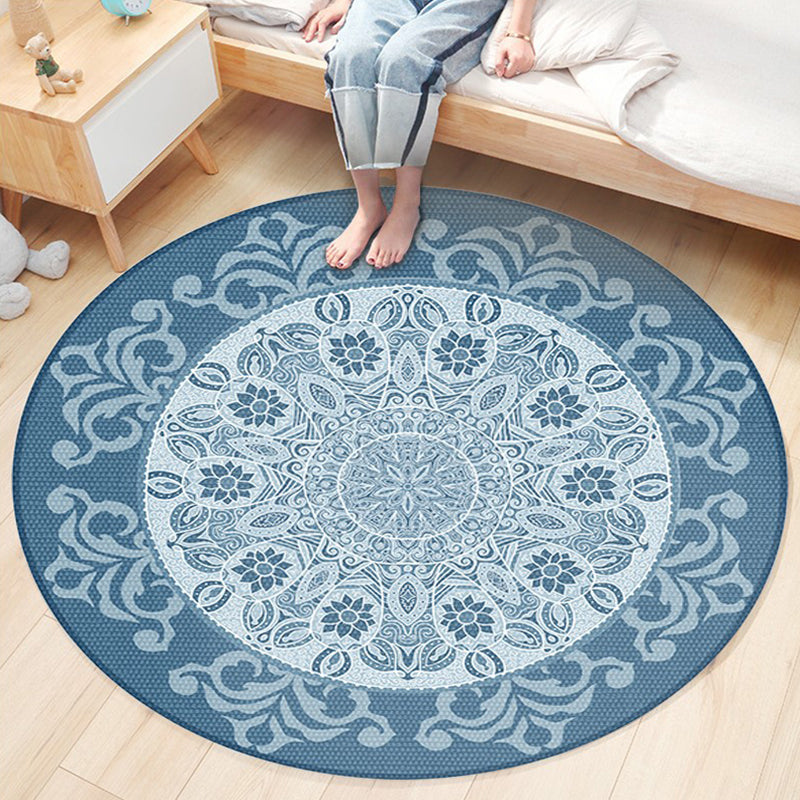 Ethnic Boho Chic Rug Multi-Colored Floral Carpet Machine Washable Non-Slip Backing Pet Friendly Rug for Bedroom