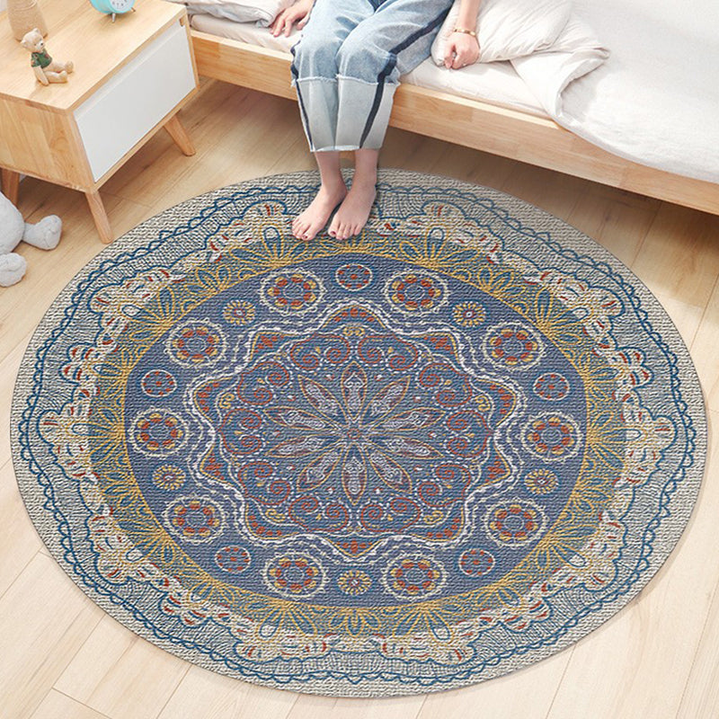 Ethnic Boho Chic Rug Multi-Colored Floral Carpet Machine Washable Non-Slip Backing Pet Friendly Rug for Bedroom