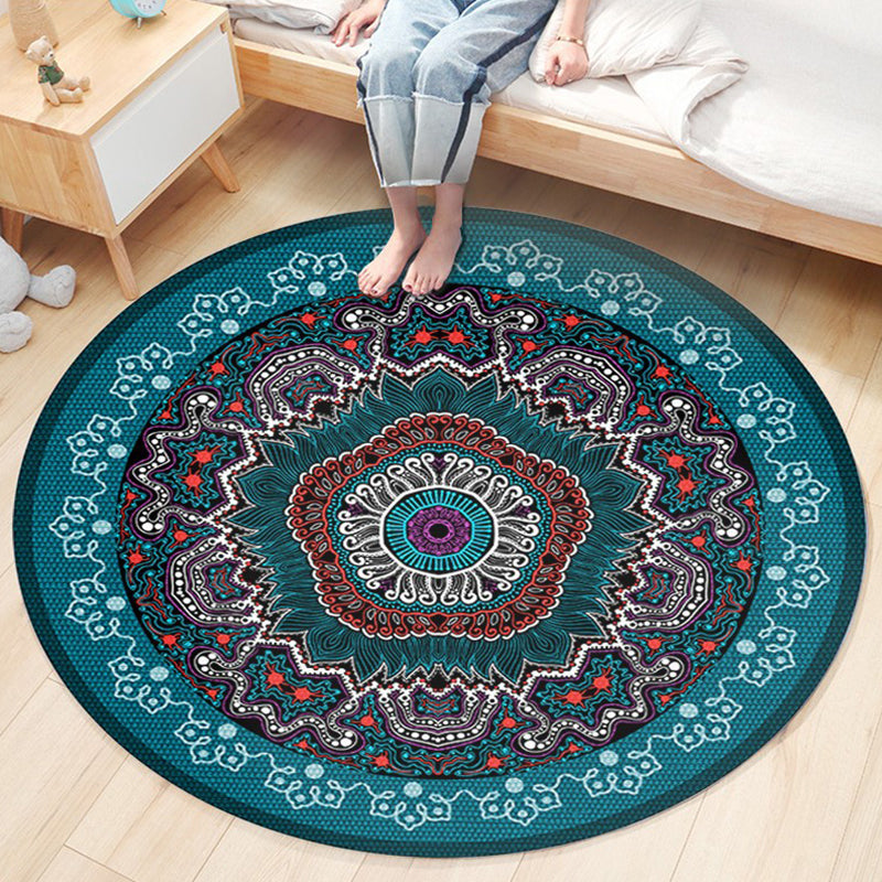 Ethnic Boho Chic Rug Multi-Colored Floral Carpet Machine Washable Non-Slip Backing Pet Friendly Rug for Bedroom