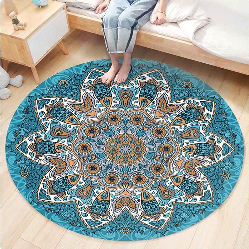 Ethnic Boho Chic Rug Multi-Colored Floral Carpet Machine Washable Non-Slip Backing Pet Friendly Rug for Bedroom