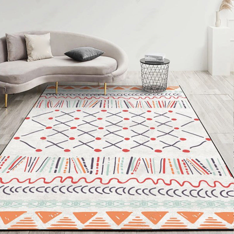 Boho Seamless Patterned Rug Multi-Color Synthetics Carpet Anti-Slip Stain Resistant Machine Washable Rug for Living Room