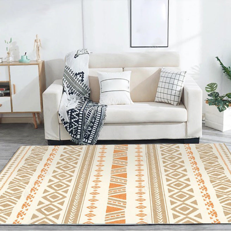 Boho Seamless Patterned Rug Multi-Color Synthetics Carpet Anti-Slip Stain Resistant Machine Washable Rug for Living Room