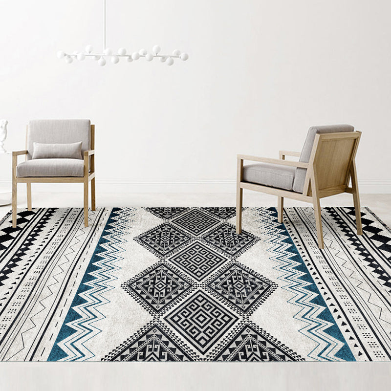 Exotic Multi-Color Boho Rug Polyester Seamless Geometric Pattern Rug Anti-Slip Pet Friendly Machine Washable Carpet for Room