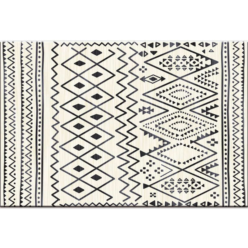 Bohemian Living Room Rug Multi Color Geometric Rug Polypropylene Stain Resistant Non-Slip Backing Washable Area Carpet