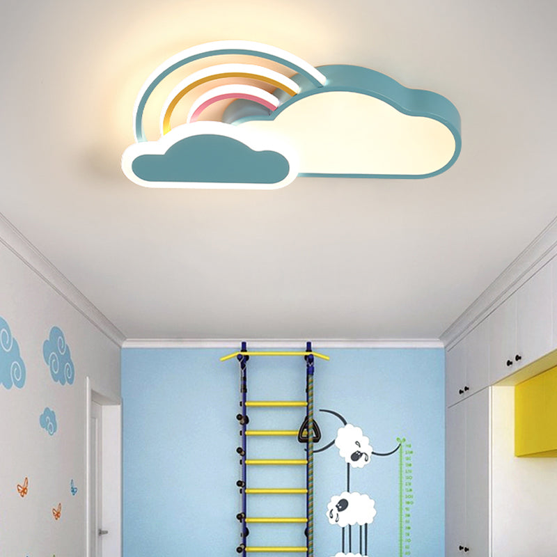 Lampada da incasso a soffitto con design a nuvola ampia da 19,5 "/25,5" Lampada da soffitto in acrilico LED blu per bambini per camera da letto