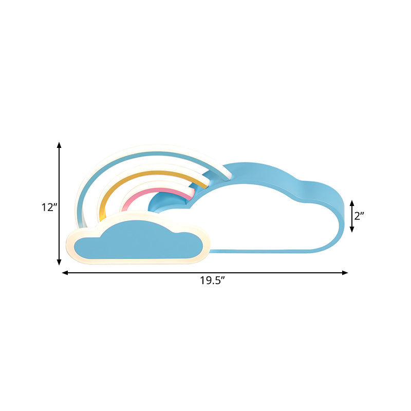 Iluminación empotrada con diseño de nube de 19,5 "/25,5" de ancho, luz LED acrílica azul montada en el techo para dormitorio para niños