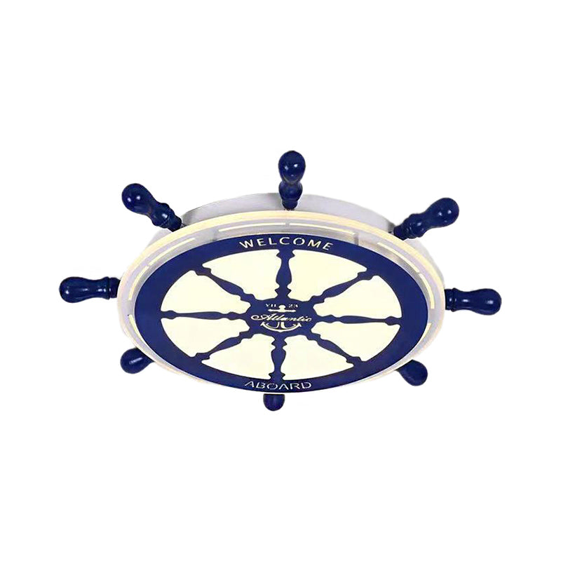 Rudder Flushmount Lighting Cartoon Style Metal e Acrylic LED Blue Ceiling Lighting in White/3 Color Light per Bedroom