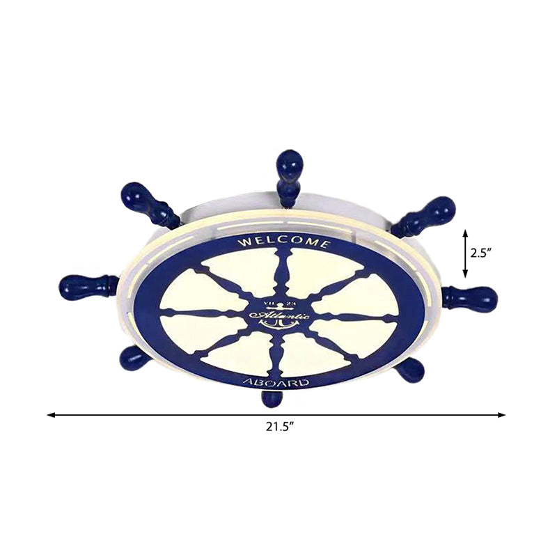 Iluminación empotrada de timón estilo de dibujos animados iluminación de techo LED azul de Metal y acrílico en blanco/luz de 3 colores para dormitorio