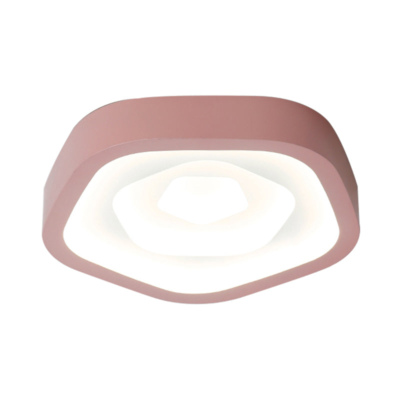 Roze/Blauw/Groen Pentagon Flush Plafond Lamp Nordic 20.5 " Breed LED Acryl Flushmount Verlichting