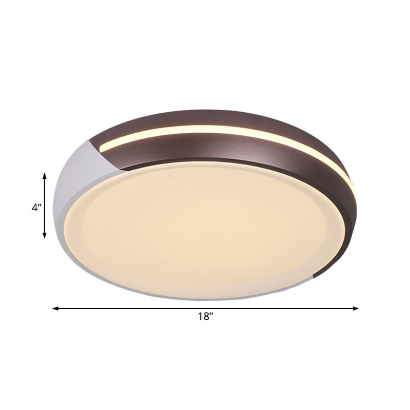 Plafonnier rond à encastrer de 45,7 cm/54,1 cm de diamètre, luminaire encastré à LED marron en acrylique simple, lumière chaude/blanche