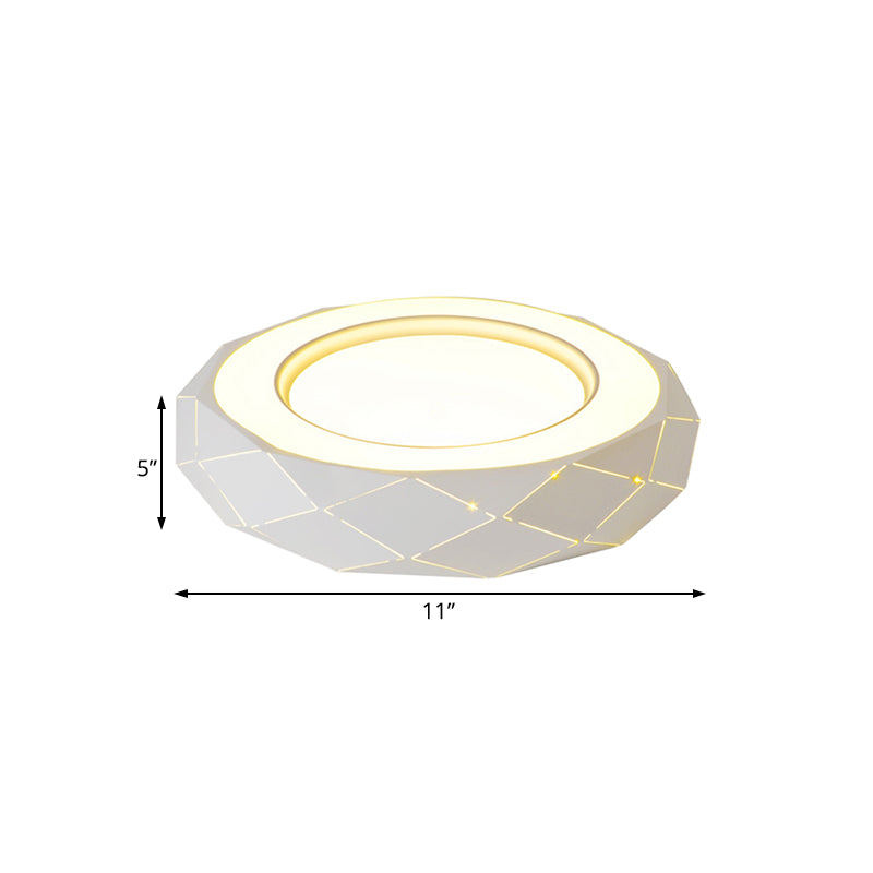 Hollowed Out Acrylic Shade Flush Mount LED Flush Ceiling Light in White, 11"/19.5"/24.5" Wide