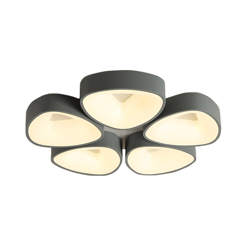 Grey Coconut Shell Flush Light Fixture Nordic 3/5 Lights Acrylic Ceiling Lamp in White/Warm/Natural Light