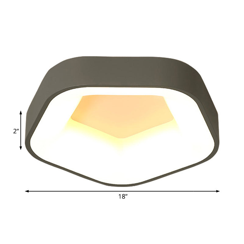 Pentagon Acryl Deckenleuchte Nordische LED Grau Flushmount Lighting in Weiß/Warm/Natural Light