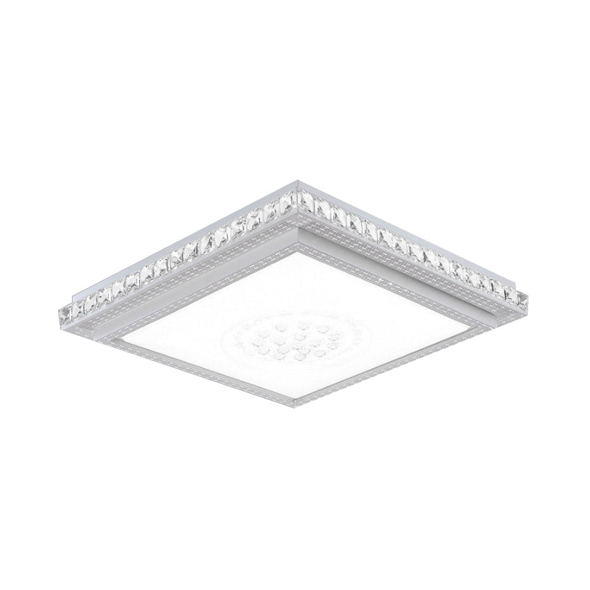 23.5"/29.5"/42.5" Wide Bedroom LED Ceiling Flush Mount White Flush Lamp with Square/Rectangular Acrylic Shade and Crystal Accents