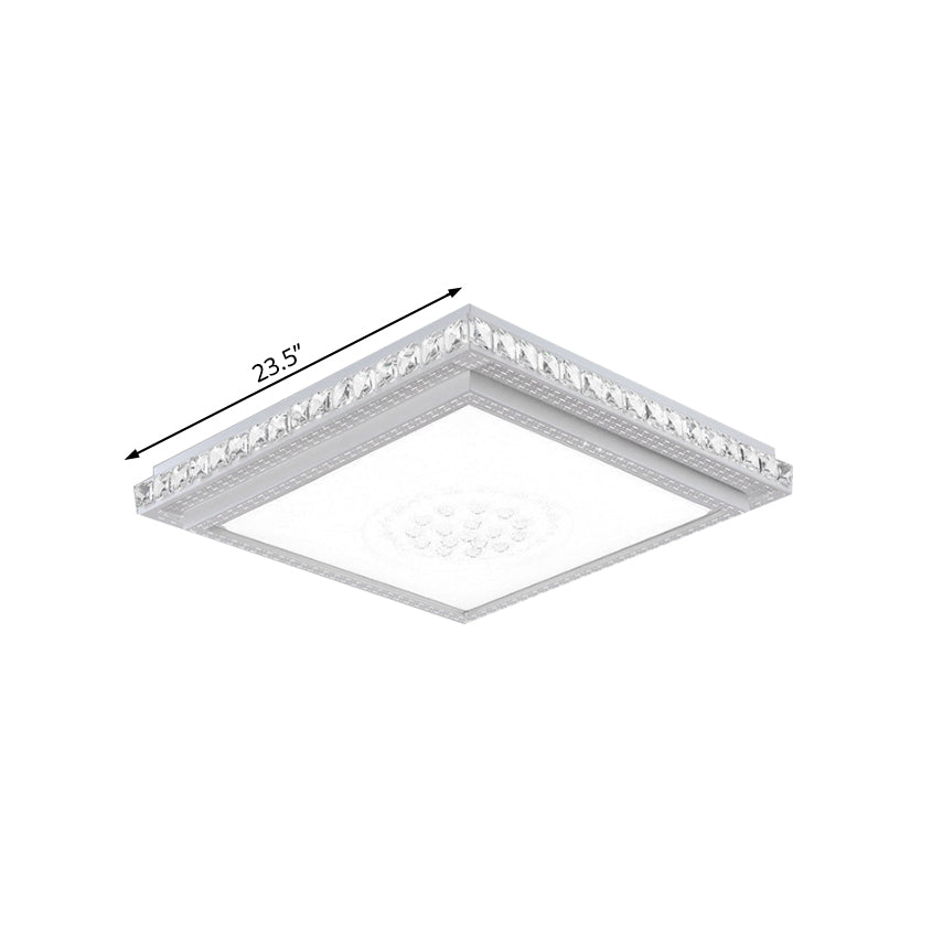 23.5 "/29.5" /42.5 " Weitschlafzimmer LED Deckenbündige Halterung Weiße Flush Lampe mit Quadrat/Rechteckiger Acrylschirm und Kristall Akzente