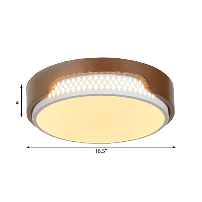 16.5"/20.5" Dia Brown Round Flush Ceiling Light Simplicity Acrylic LED Ceiling Light Fixture in Warm/White Light