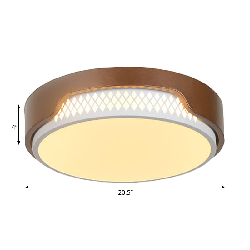 16.5"/20.5" Dia Brown Round Flush Ceiling Light Simplicity Acrylic LED Ceiling Light Fixture in Warm/White Light