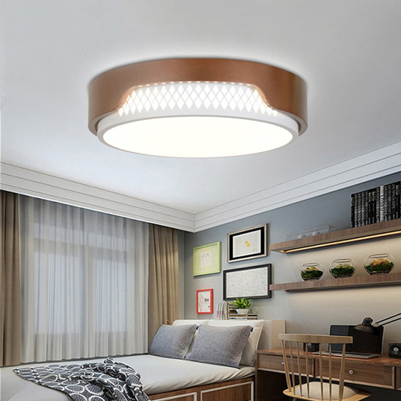 16.5"/20.5" Dia Brown Round Flush Ceiling Light Simplicity Acrylic LED Ceiling Light Fixture in Warm/White Light