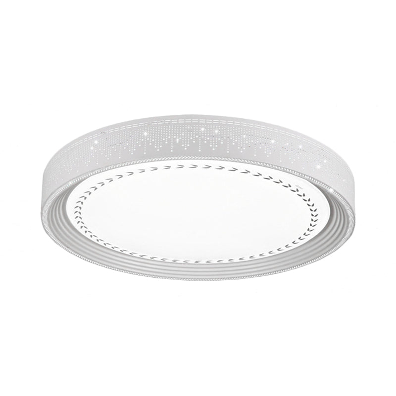 Luz de techo LED sencilla con pantalla acrílica, iluminación de montaje empotrado redonda blanca con diseño de lluvia de meteoritos, 18"/22"/30" de diámetro