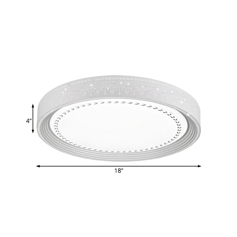 Simple LED Ceiling Light with Acrylic Shade White Round Flush Mount Lighting in Meteor Shower Design, 18"/22"/30" Dia