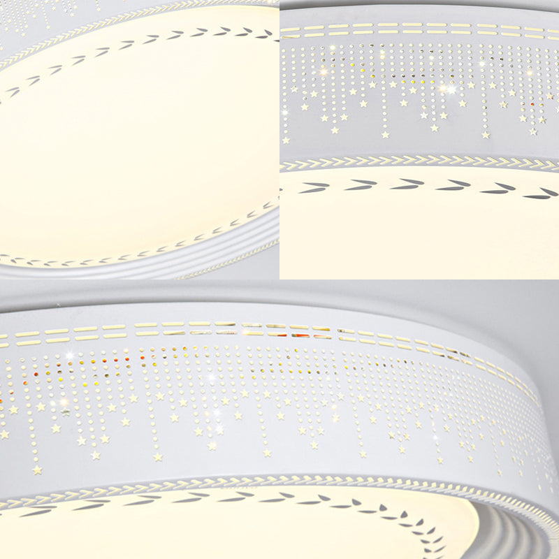 Luz de techo LED sencilla con pantalla acrílica, iluminación de montaje empotrado redonda blanca con diseño de lluvia de meteoritos, 18"/22"/30" de diámetro