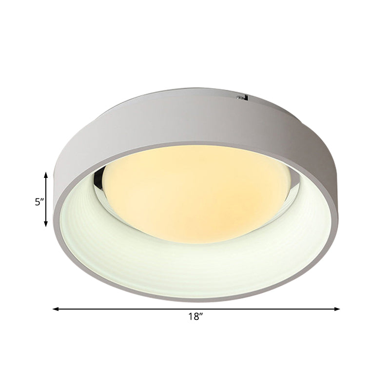 Drum Flush Ceiling Light Fixture Nordic Acrylic 18"/23.5" Dia Grey/White LED Flush Mount Lamp