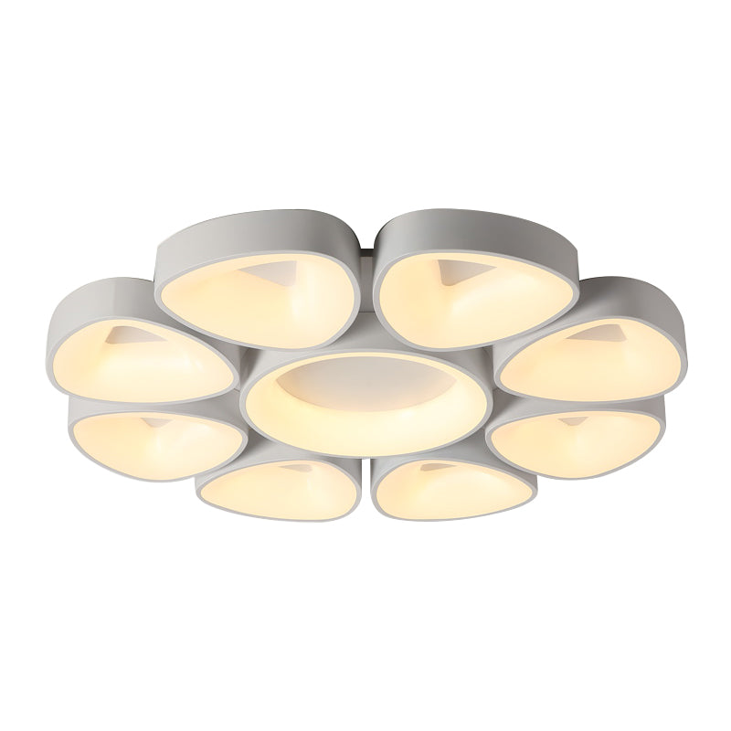 Floral Flush Light Nordic Acrylic Grey/White LED Ceiling Mount Fixture in Warm/White Light