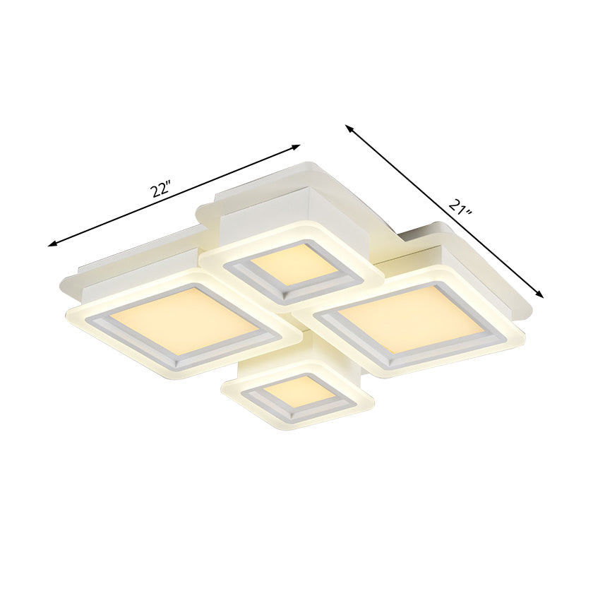 4/7 Luci Living Camera Soffitto Lampada Bianco Flush Montaggio Illuminazione con Brick Acrilico Shade