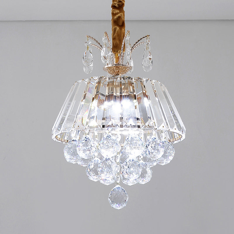 Tiered Chandelier Light Fixture Modern Crystal LED  Gold Ceiling Pendant Light for Dining Room,12"/18" Wide