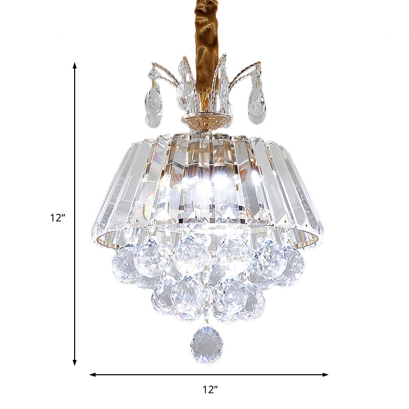 Tiered Chandelier Light Fixture Modern Crystal LED  Gold Ceiling Pendant Light for Dining Room,12"/18" Wide