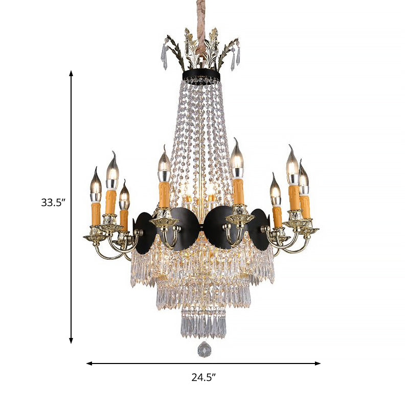 Candelabra Chandelier Light Contemporary Crystal 14 Lights Gold Hanging Light Fixture for Dining Room