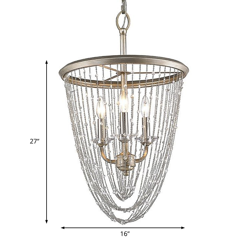 Wire Mesh Chandelier Light Modern Metal 3 Lights Gold Pendant Light with Crystal Accent